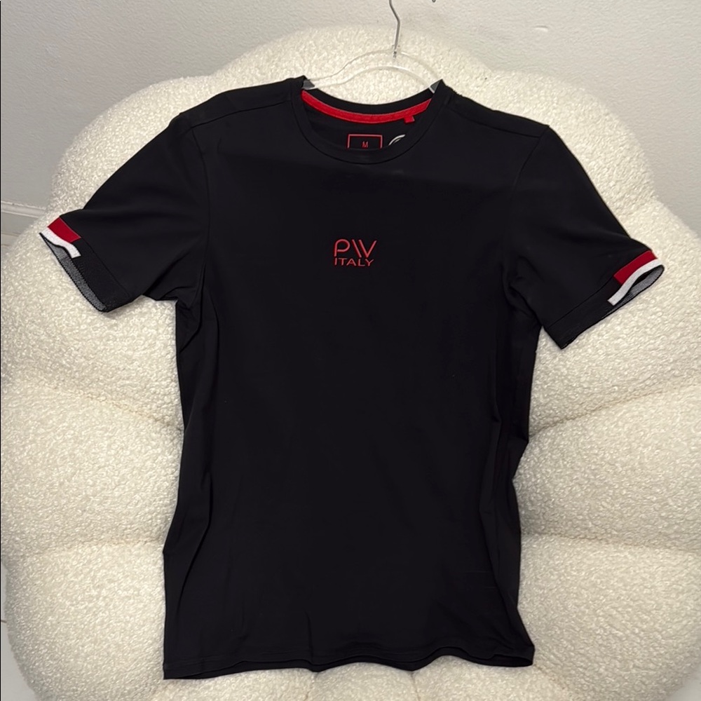 Black T-Shirt with Red Accents